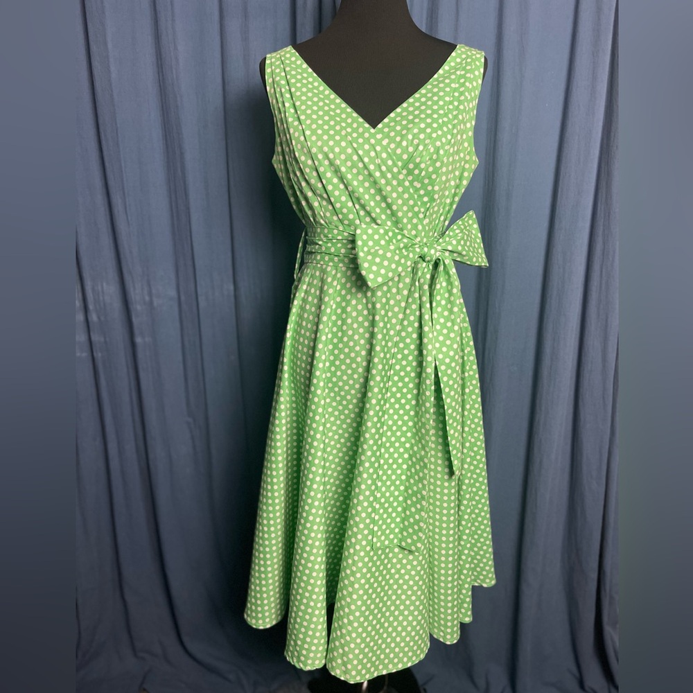 Grace Karin green Polka dot dress